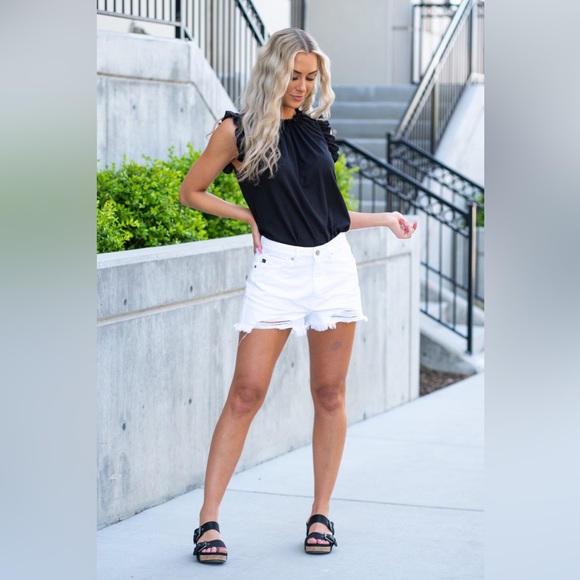 KanCan White High Rise Jean Shorts 100% Cotton 2.5” Inseam - Picture 3 of 7